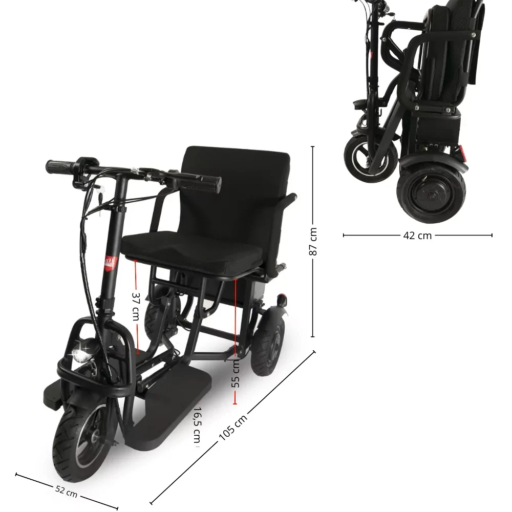 Triciclo eléctrico plegable CAREWAY Fold Max Power (48V 15Ah Doble Motor)(7)